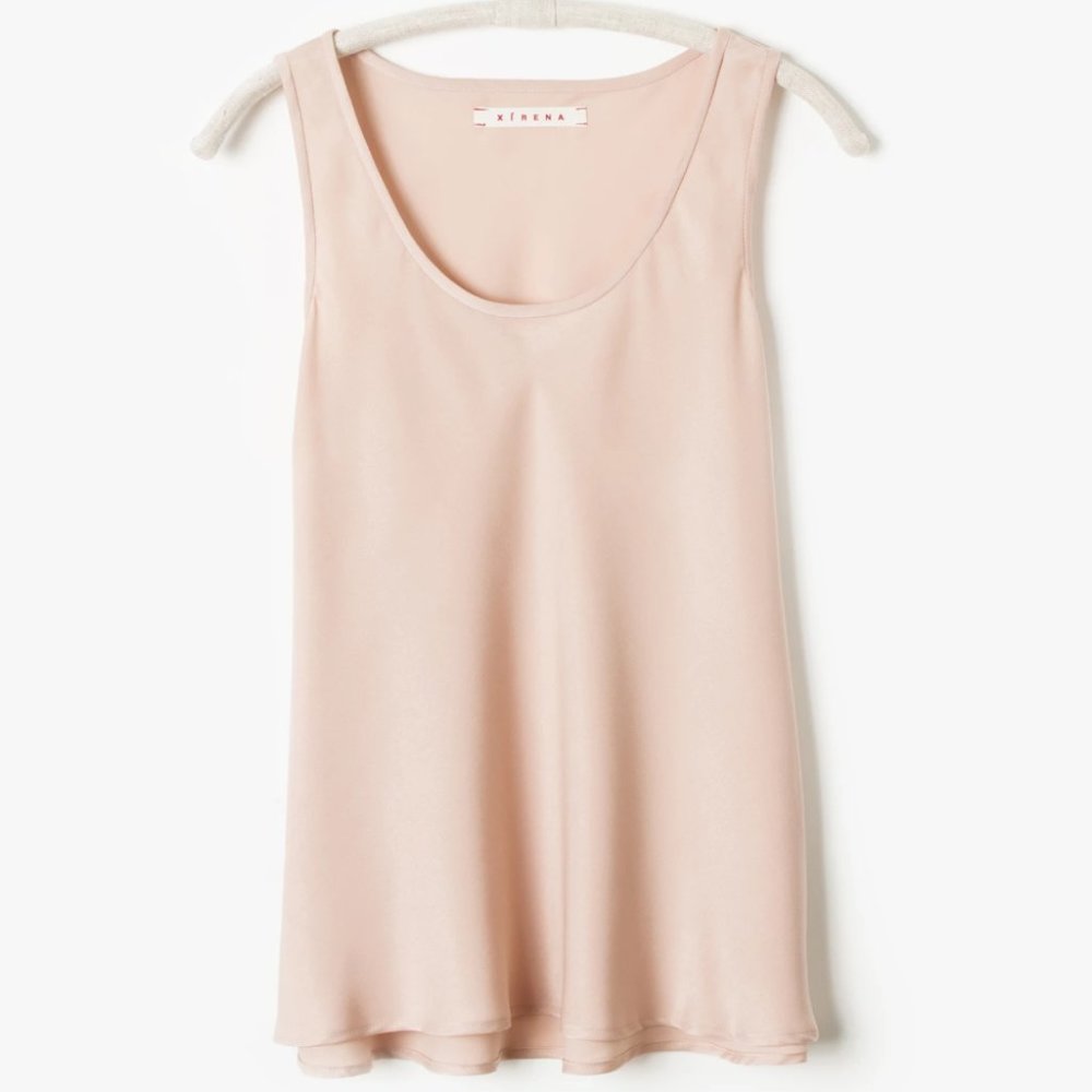 $178 NWT Xirena Bella Scoop Neck Tank Top in Blush Intermix Size Medium